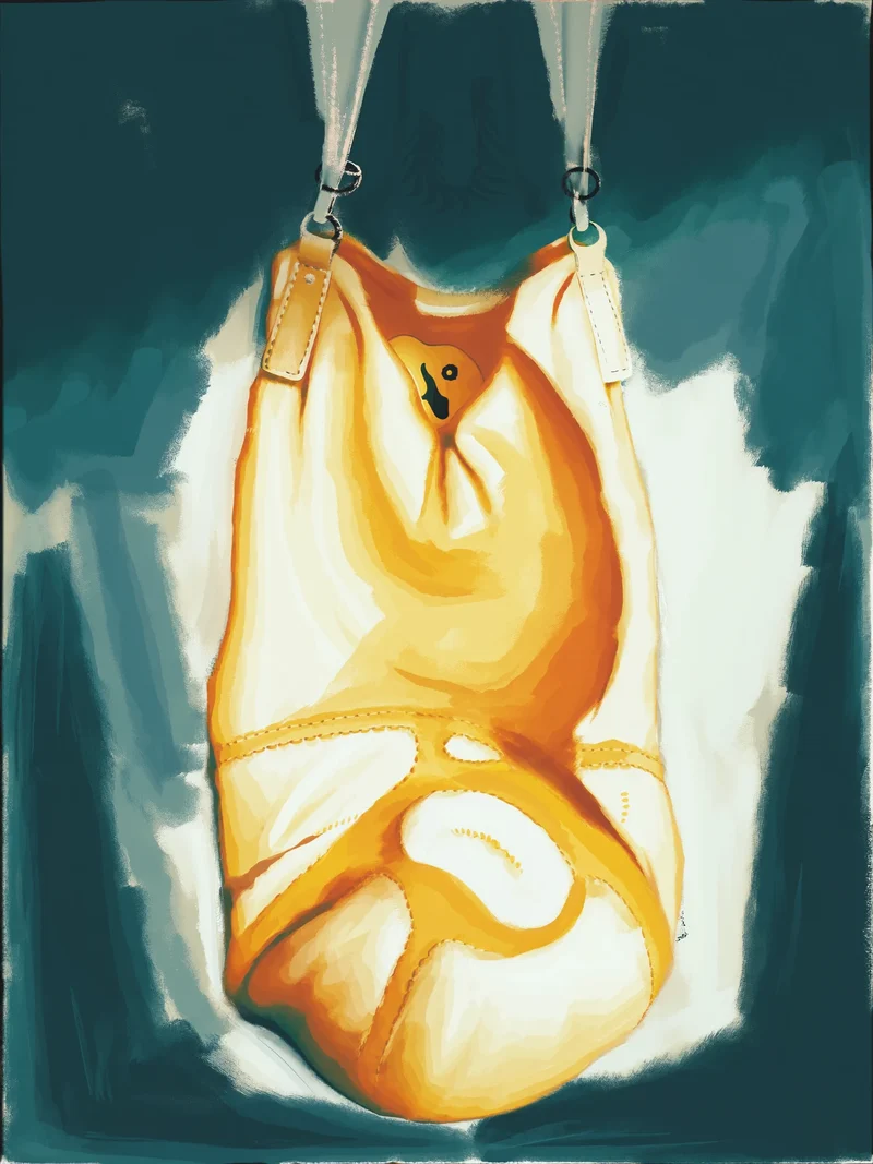 Ilustrace: studie jógového bloku a popruhu